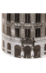 Cylindrisk vas / planterstorlek L "Palace Palace" i svart och vit emaljerad porslin