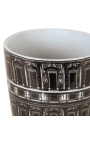 "Palast" konische vase / pflanzer in schwarz und weiß emailliert porzellan