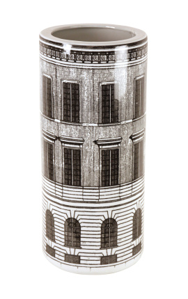 Schirmständer Größe L "Palace" aus schwarz-weiß emailliertem Porzellan