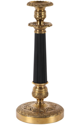 Didelė paauksuotos bronzos ir juodos spalvos žvakidė