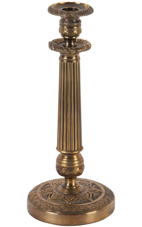 Large patinated gilt bronze candlestick