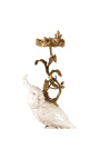 Large white parrot candlestick in porcelain and gilded bronze