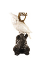 Stor hvit papegøyelysestake i porselen og forgylt bronse