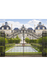 Portail de château, baroque, en fer forgé avec deux vantaux et deux colonnes 