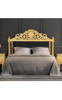 Barroco cama cabecero negro tela terciopelo y madera de oro