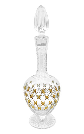 Caraffa (brocca) in cristallo con motivi floreali incisi in oro