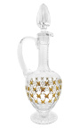 Carafe à décanter (aiguière) en cristal aux motifs floraux gravés à l'or