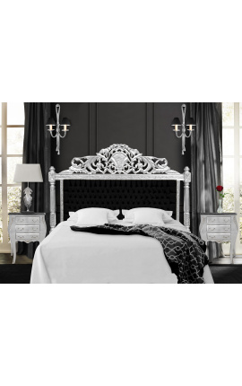 Barokkityylinen sängynpääty musta samettikangas ja hopeapuu