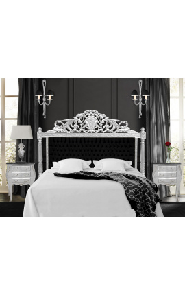 Tête de lit Baroque tissu velours noir et bois argenté