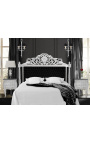 Baroque bed headboard black velvet fabric and silver wood