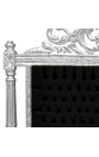 Baroque bed headboard black velvet fabric and silver wood