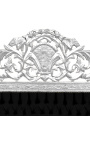 Μπαρόκ κεφαλάρι κρεβατιού μαύρο βελούδινο ύφασμα και ασημί ξύλο