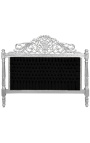 Baroque bed headboard black velvet fabric and silver wood