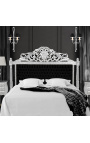 Barokní čelo postele z černého sametu a stříbrného dřeva