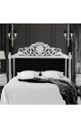 Baroque bed headboard black velvet fabric and silver wood