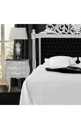 Naktinis staliukas (prie lovos) baroko sidabro mediena su juodu marmuru