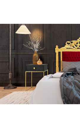Boho bedside tafel - zwart oak en gouden staal