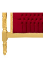 Lit baroque tissu velours rouge bordeaux et bois doré