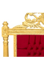 Baroková posteľ bordová červená zamatová látka a zlaté drevo