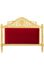 Barok bed bordeaux rode fluwelen stof en goud hout