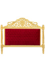 Barokni krevet bordo crvena baršunasta tkanina i zlatno drvo