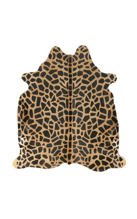 Vloerkleed van echt rundleer met giraffe print