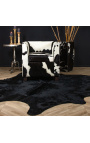 Alfombra en vaca de verdad negro y manchado de vaca blanca