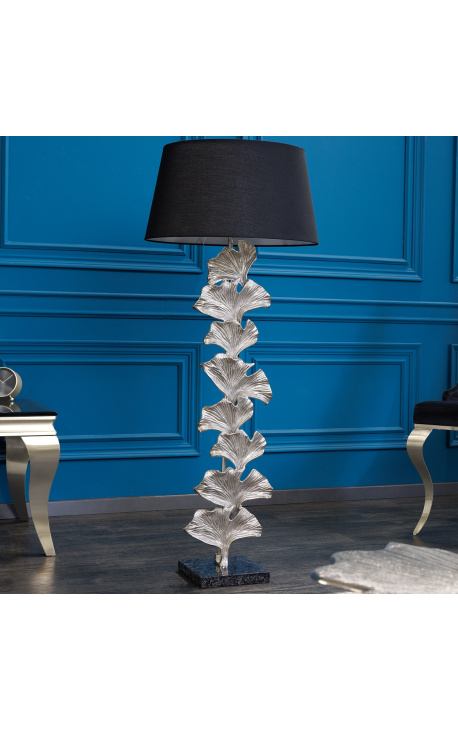 Contemporary floor lamp "Ginkgo leaves" silver aluminum