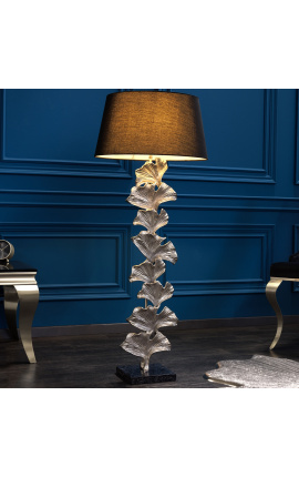 Contemporary floor lamp &quot;Ginkgo leaves&quot; silver aluminum