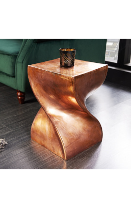Copper steel side table with twisted effect