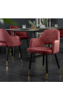 Ensemble de 2 chaises de repas "Madrid" design en velours rouge