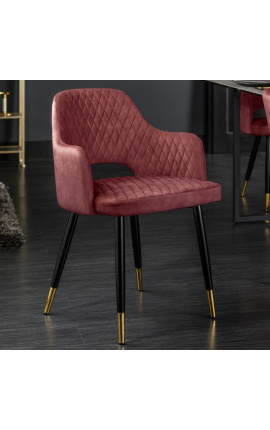 Conjunto de 2 cadeiras de jantar "Madrid" design em veludo vermelho