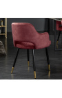 Ensemble de 2 chaises de repas "Madrid" design en velours rouge