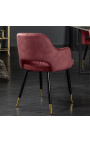 Conjunto de 2 cadeiras de jantar "Madrid" em veludo vermelho