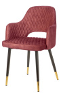 Ensemble de 2 chaises de repas "Madrid" design en velours rouge