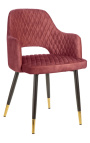 Ensemble de 2 chaises de repas "Madrid" design en velours rouge