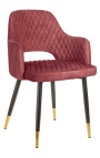 Set of 2 dining chairs "Madrid" design in red velvet