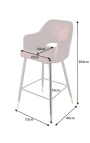Conjunto de 2 cadeiras de bar de design "Madrid" em veludo vermelho
