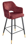 Ensemble de 2 chaises de bar "Madrid" design en velours rouge