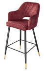 2 bar stoelen "Madrid" ontwerp in rode velvet
