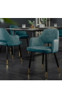 Conjunto de 2 cadeiras de jantar "Madrid" em veludo azul petróleo