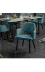 Nabor dveh jedilnih stolov "Madrid" oblikovanje v bencinski modri žamet