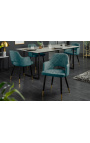 Ensemble de 2 chaises de repas "Madrid" design en velours bleu pétrole