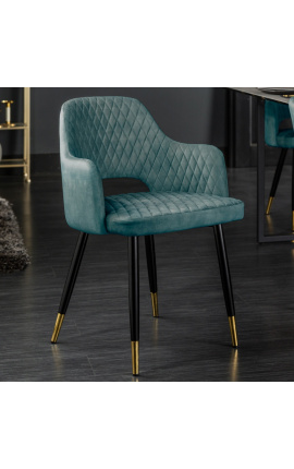 Conjunto de 2 cadeiras de jantar "Madrid" óleo de design de veludo azul
