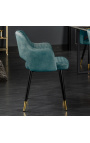 Juego de 2 sillas de comedor Madrid diseño en terciopelo azul petroleo