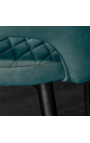 Set of 2 dining chairs "Madrid" design in petrol blue velvet