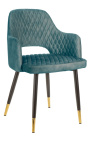 Juego de 2 sillas de comedor Madrid diseño en terciopelo azul petroleo