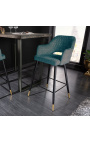 Set of 2 bar chairs "Madrid" design in petrol blue velvet