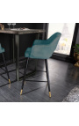 Conjunto de 2 cadeiras de bar de design "Madrid" em veludo azul petróleo