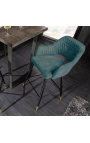 Set of 2 bar chairs "Madrid" design in petrol blue velvet